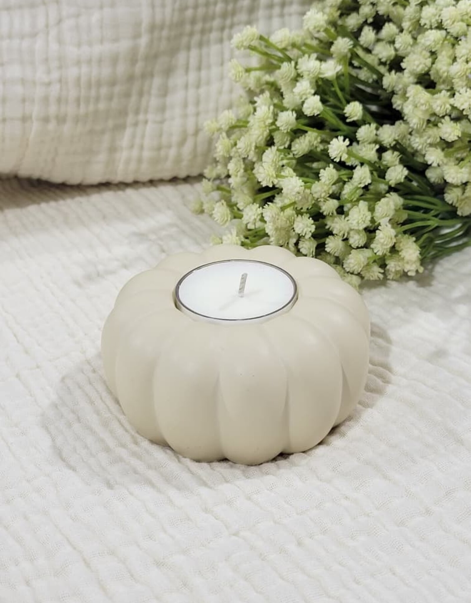 Studio Akiyo Pumpkin Tea Light Holder, Beige
