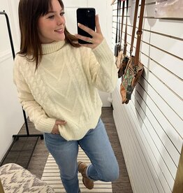 The Sandra Scallop Hem Sweater, Ivory