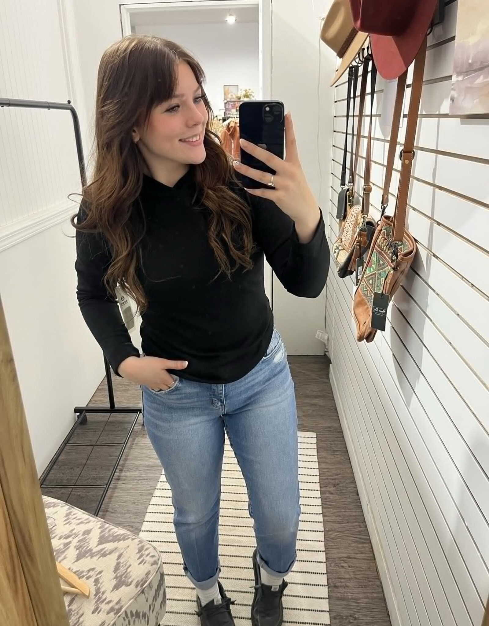 Mono B Slim Fit Hooded Pullover, Black