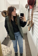 Mono B Longline High Neck Puffer Vest, Olive