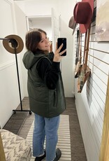 Mono B Longline High Neck Puffer Vest, Olive