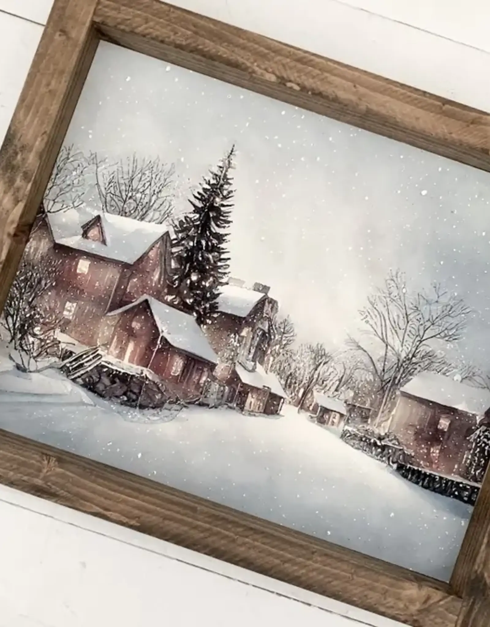 Ashwood Designs Snowy Village Print, 9x11
