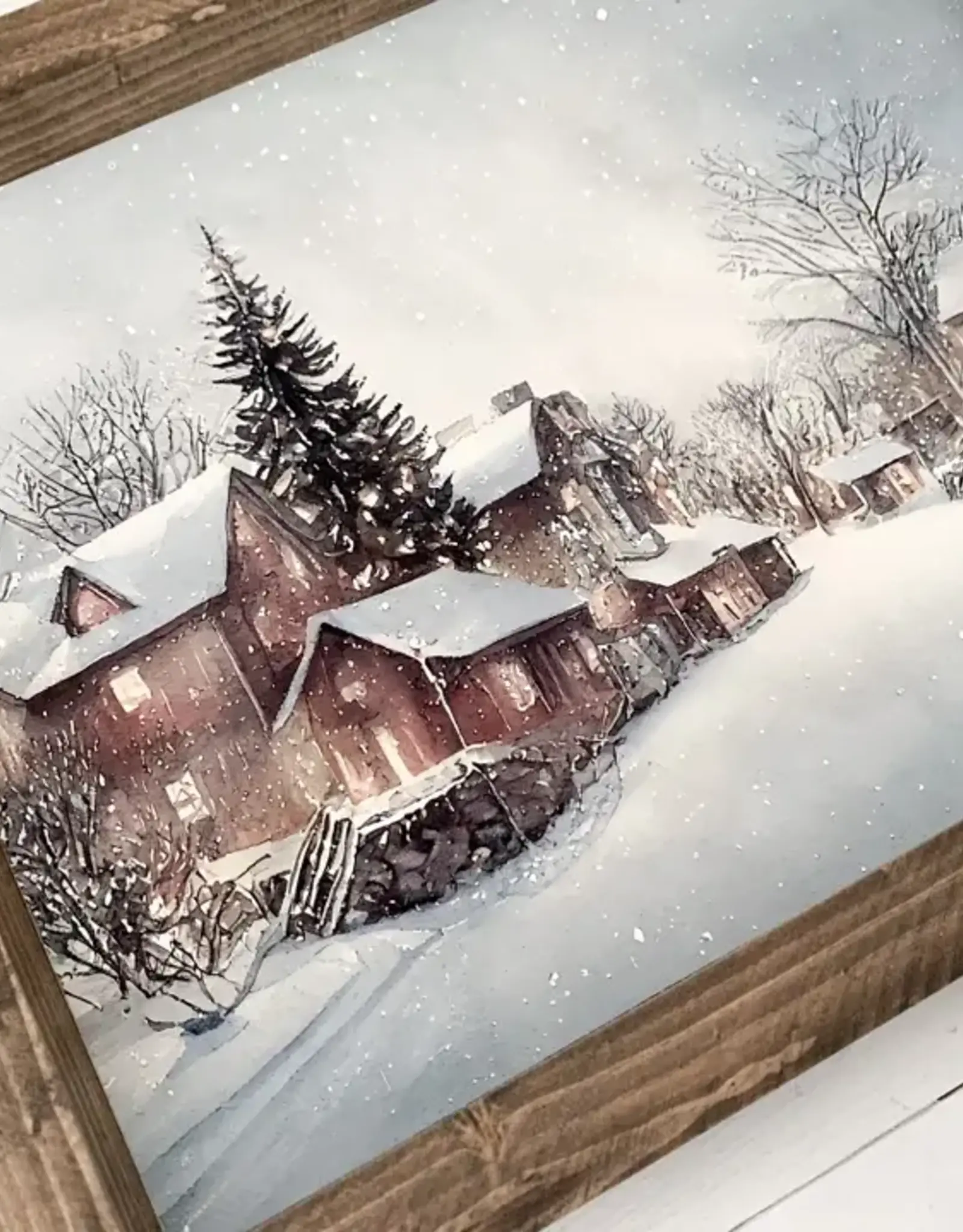Ashwood Designs Snowy Village Print, 9x11