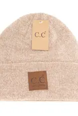 CC Beanie, Basic w/Suede Patch-Dark Beige