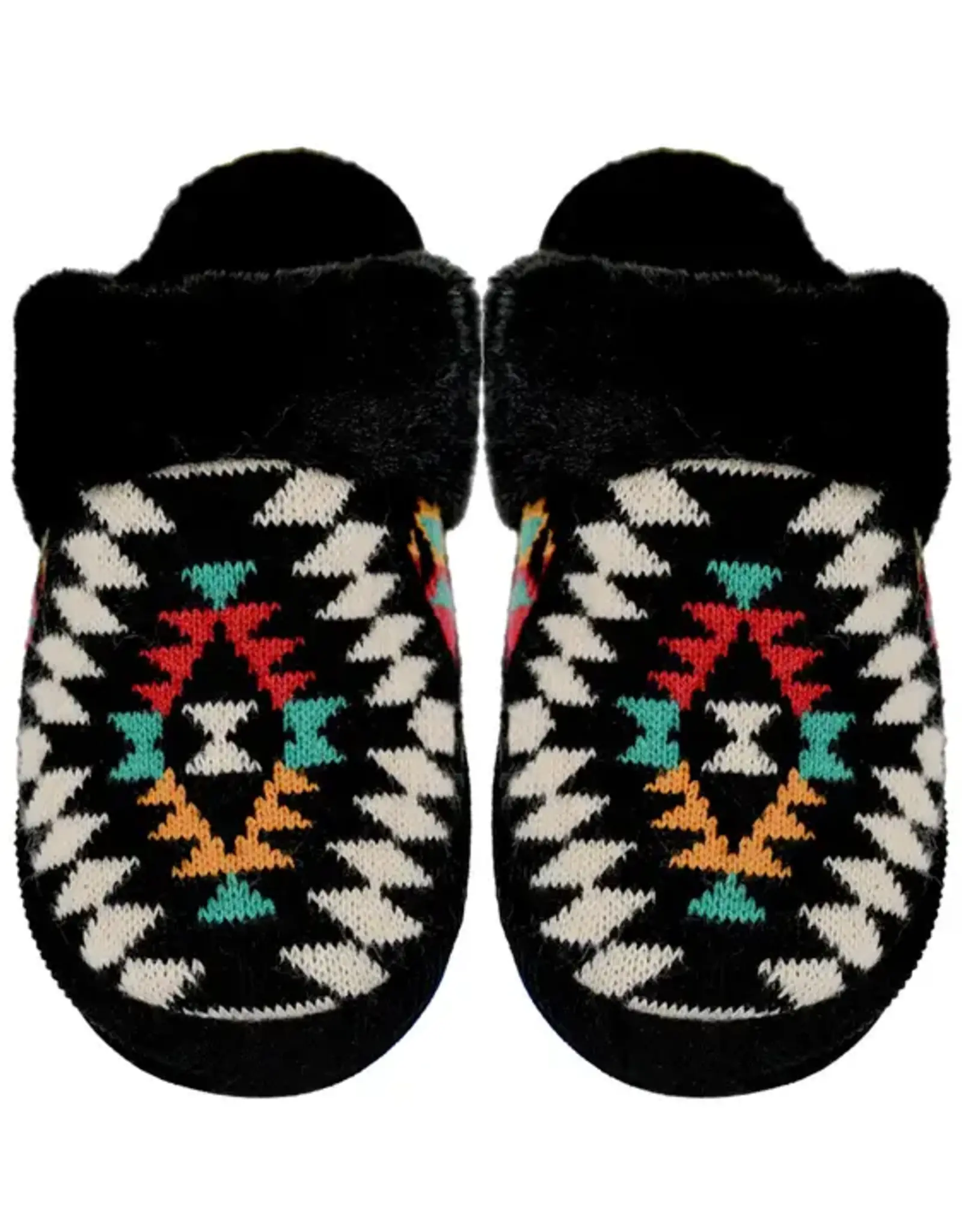 CC Aztec Print Faux Fur Slippers