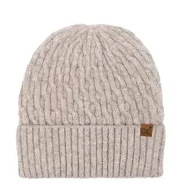 CC Chain Link Knitted Beanie, Taupe