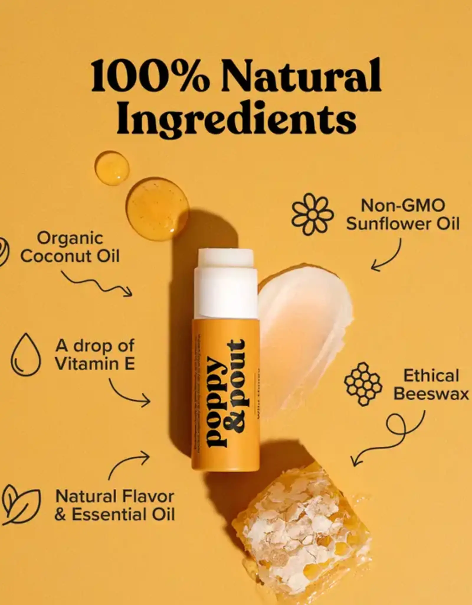 Poppy & Pout Lip Balm, Wild Honey