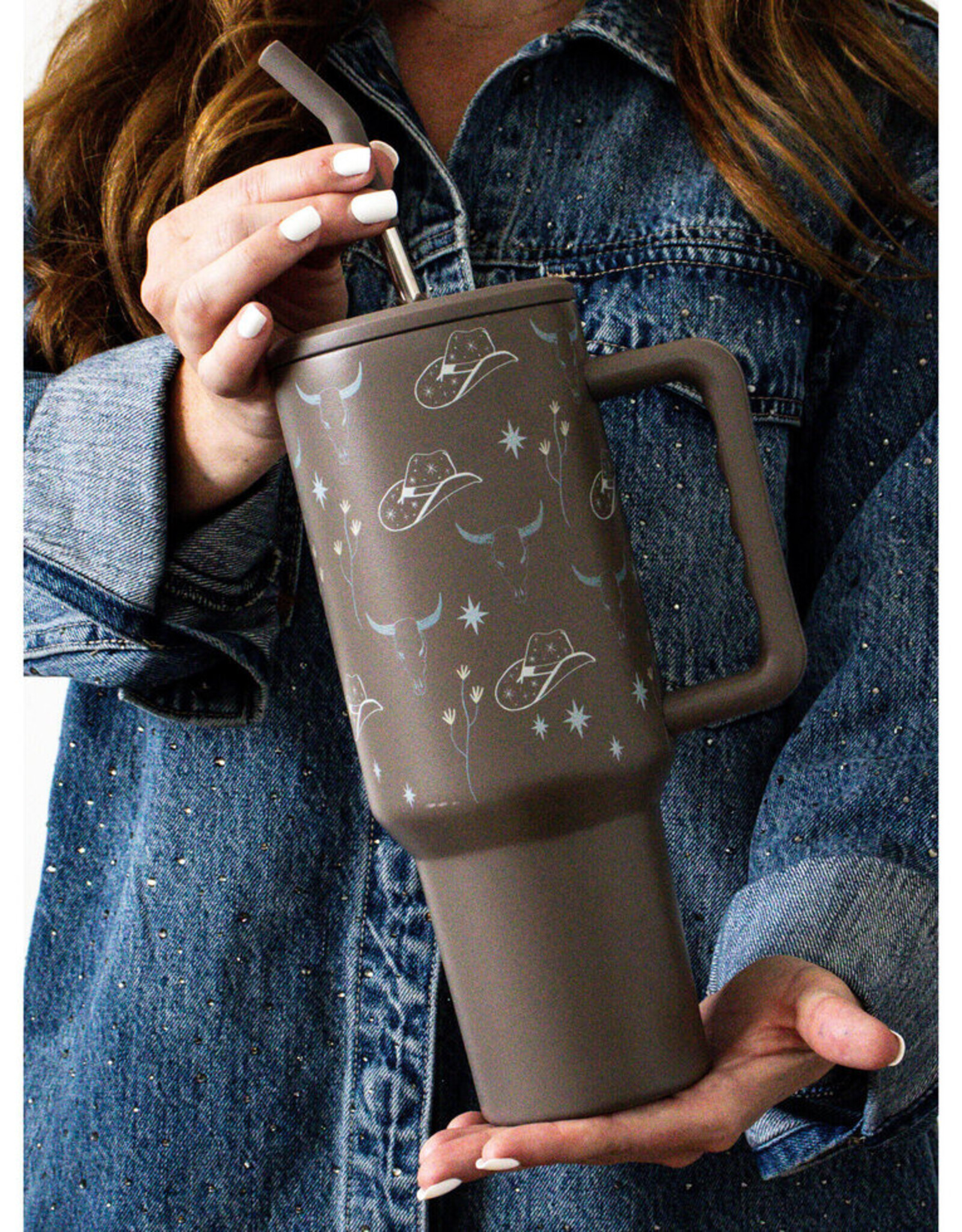 The Care Collective Tumbler, Brown Western Print 40oz
