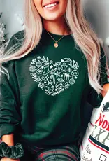 Blonde Ambition Holiday Heart Crew Neck Sweater, Forest