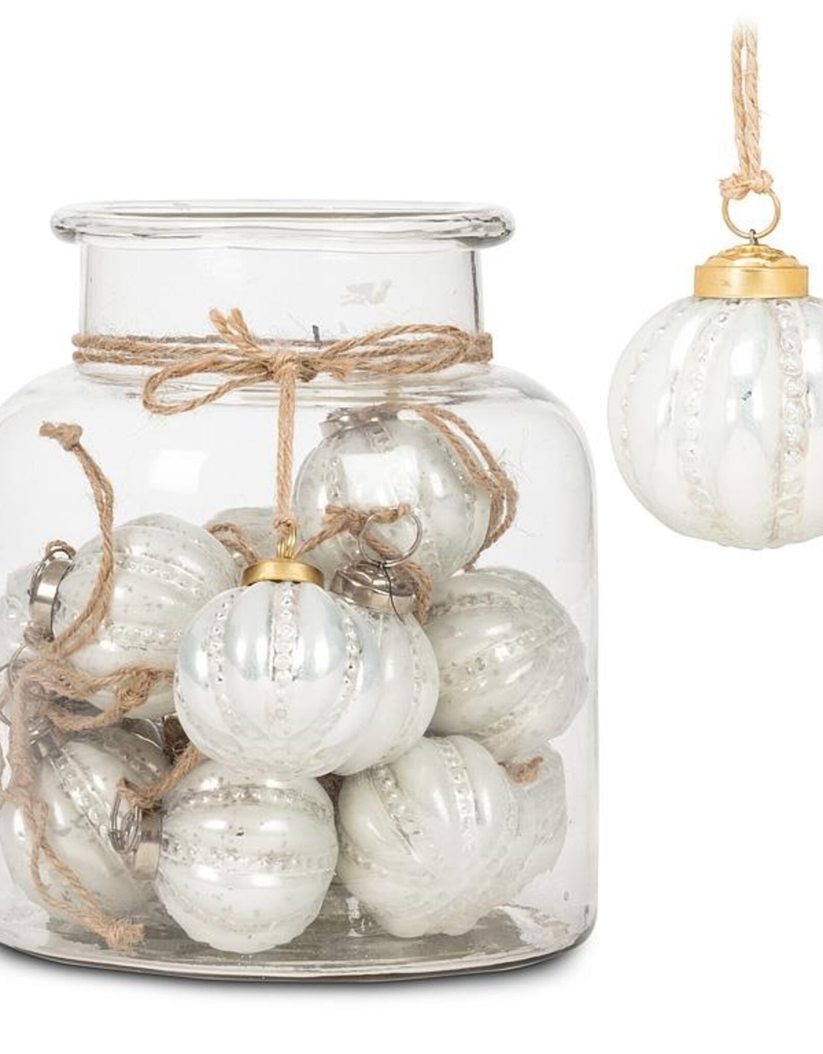 Emboss Ball Ornament, White (JAR)