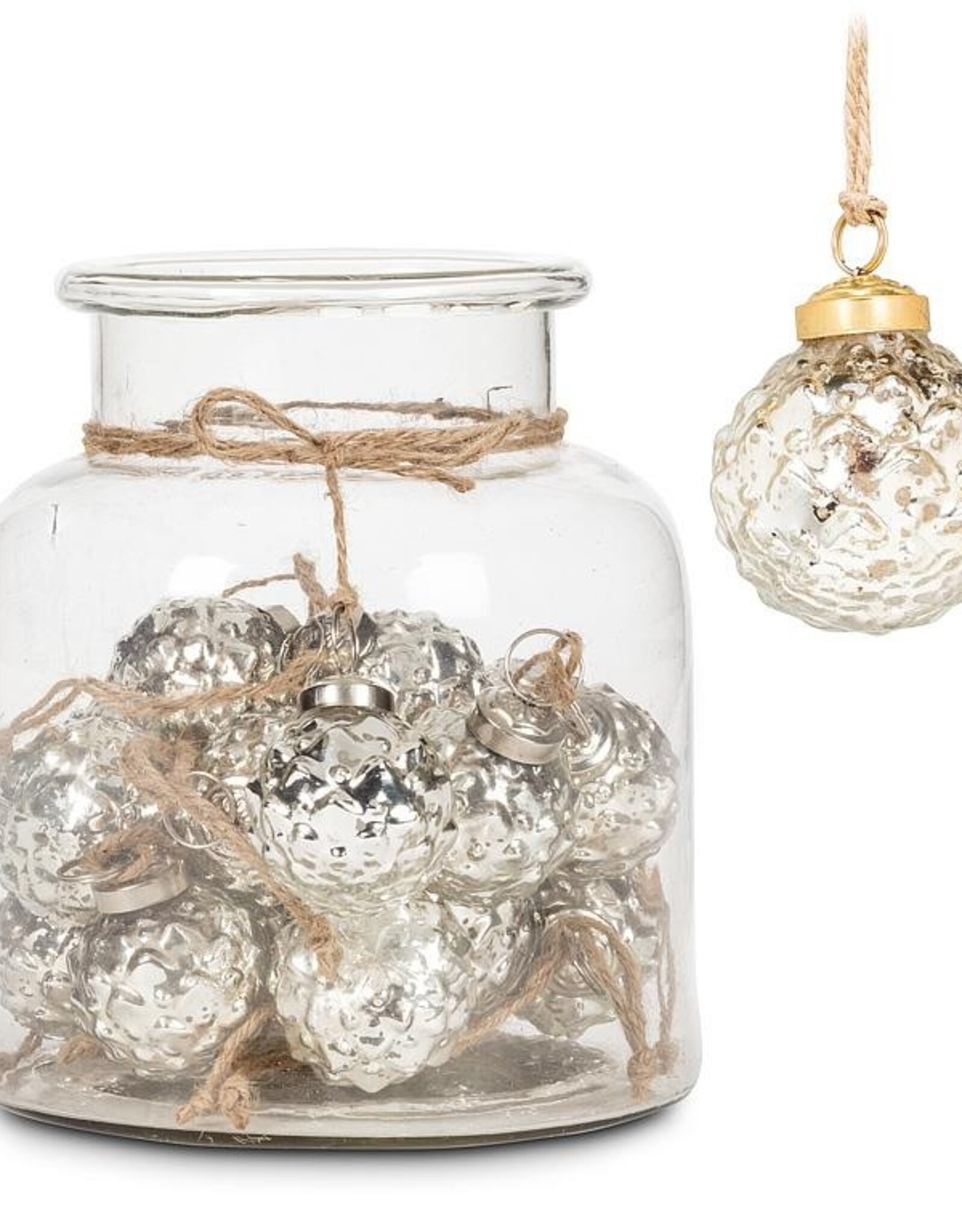 Emboss Ball Ornament, Silver (JAR)