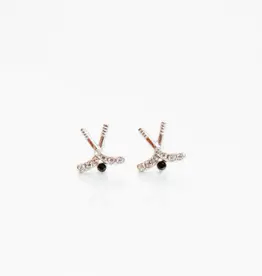 Sweet Three Designs Hockey Stick Earrings, Silver