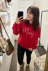 Blonde Ambition Merry Script Sweater, Red