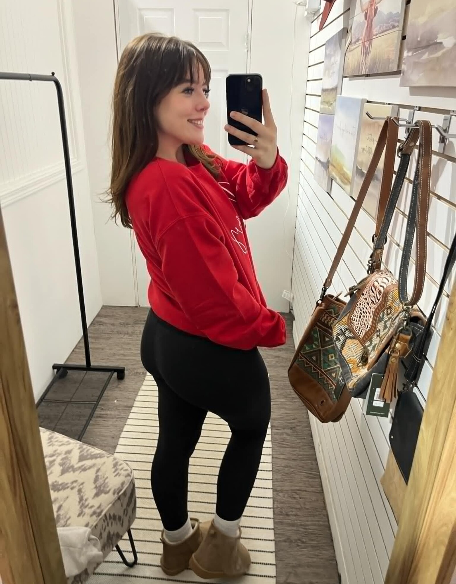Blonde Ambition Merry Script Sweater, Red