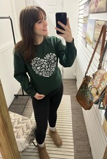 Blonde Ambition Holiday Heart Crew Neck Sweater, Forest