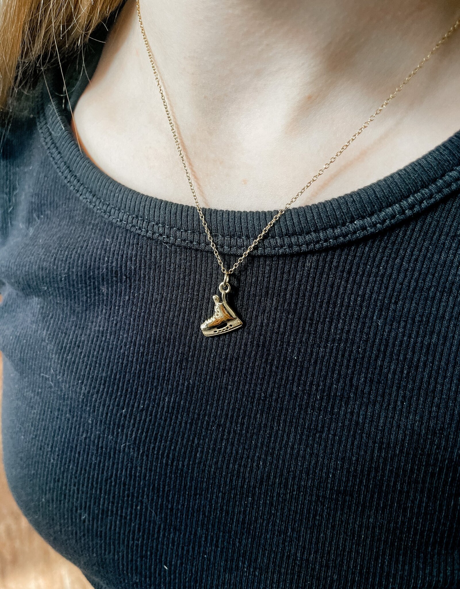 Sweet Three Designs Hockey Skate Necklace, 20-22"