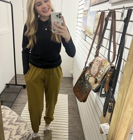 Mono B Essential Cuffed Joggers, Pea Soup