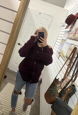 Cable Knit Sweater Cardigan, Burgundy