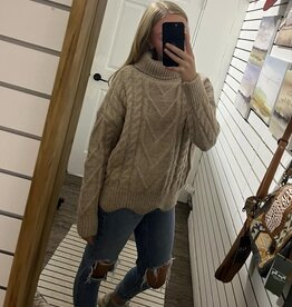 The Sandra Scallop Hem Sweater, Latte