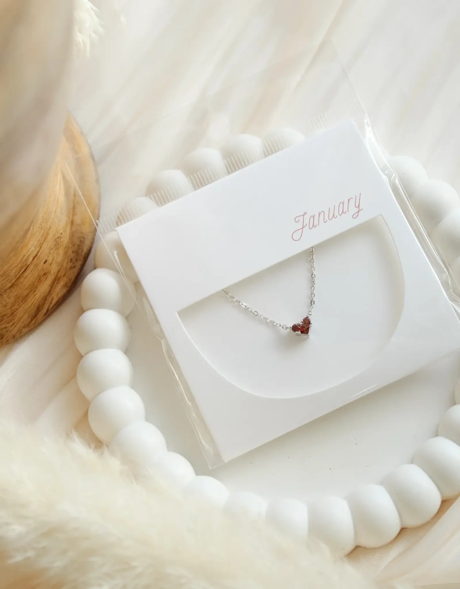 Sweet Three Designs Reversible Heart Birthstone Necklace