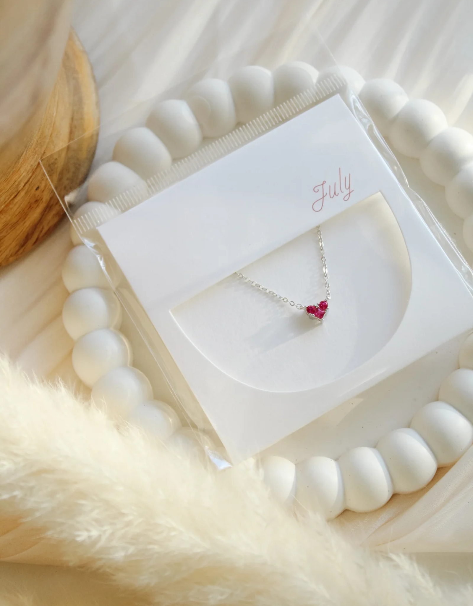 Sweet Three Designs Reversible Heart Birthstone Necklace