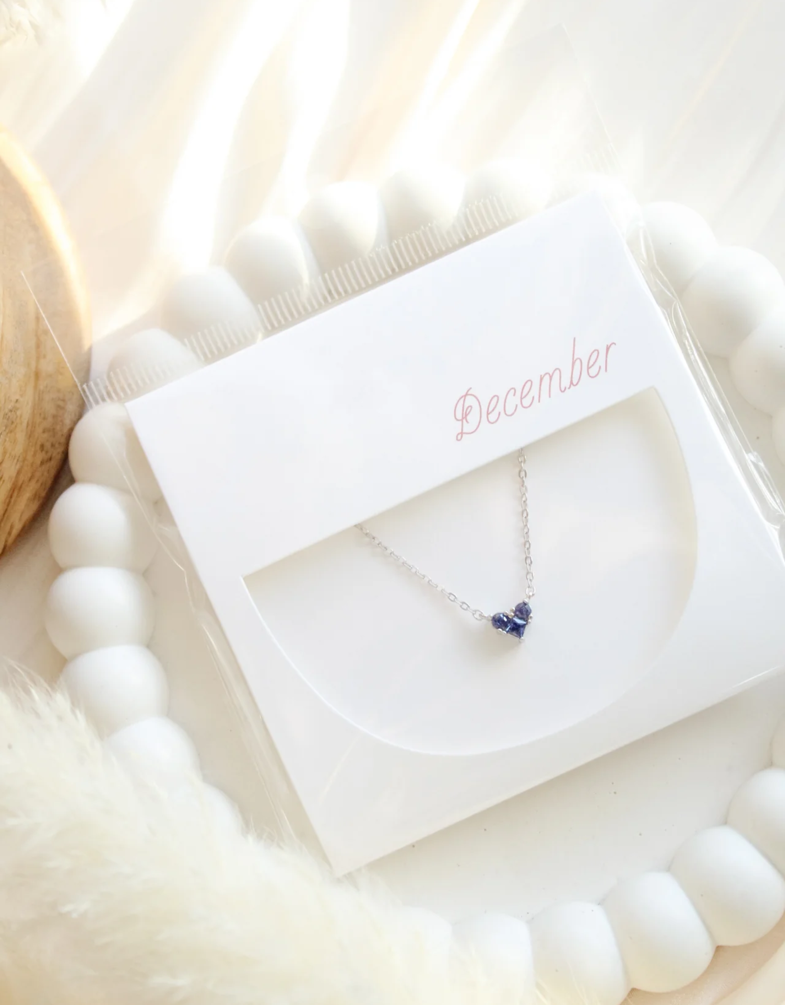 Sweet Three Designs Reversible Heart Birthstone Necklace