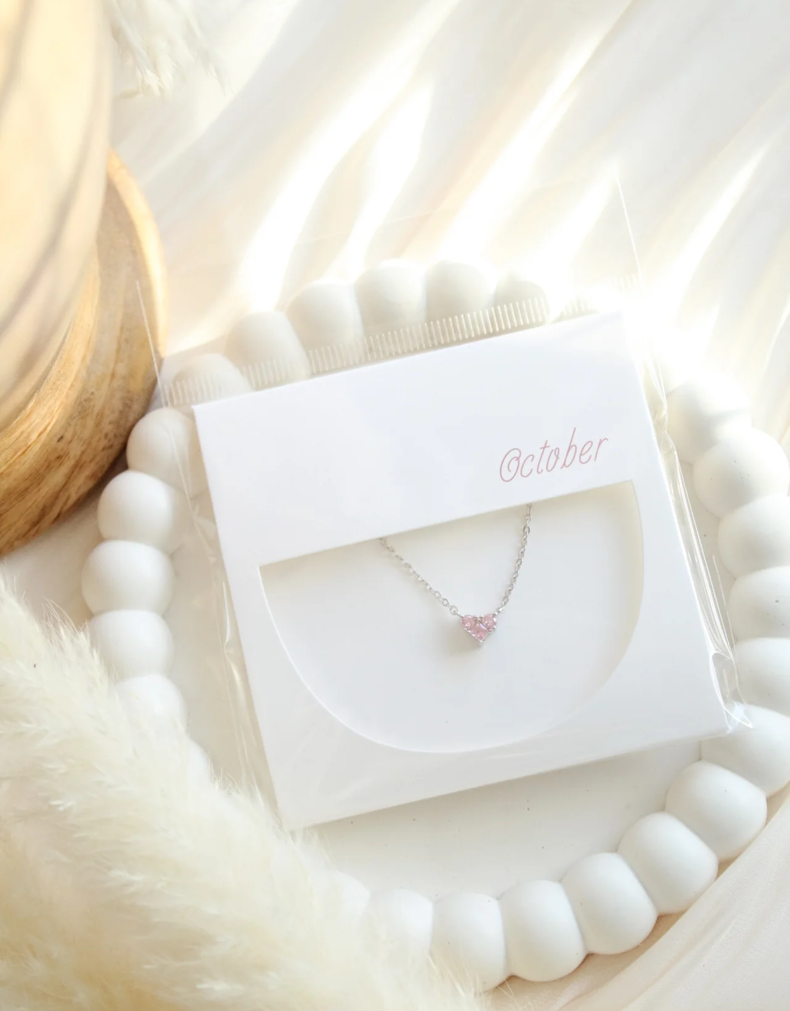 Sweet Three Designs Reversible Heart Birthstone Necklace