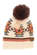 CC Southwestern Print Beanie w/Pom
