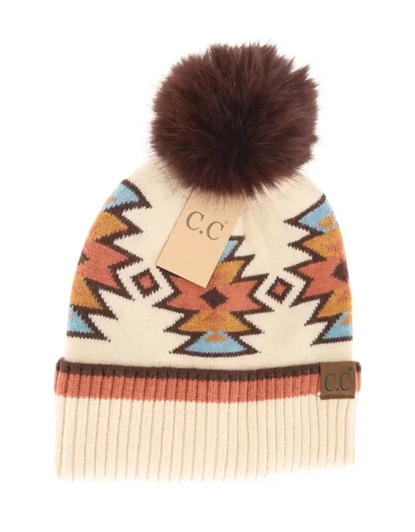 CC Southwestern Print Beanie w/Pom