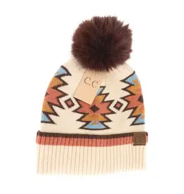 CC Southwestern Print Beanie w/Pom
