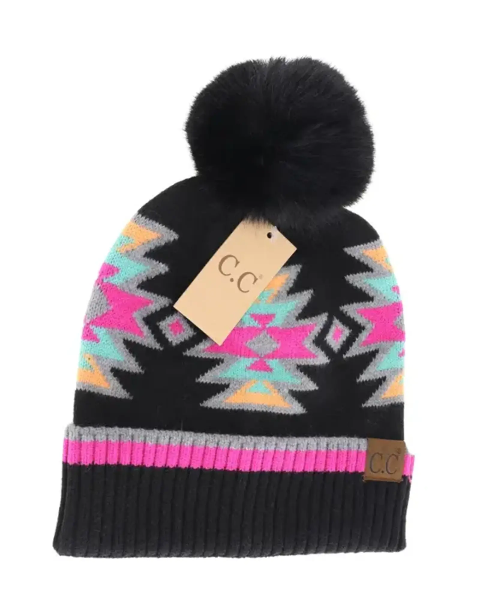 CC Southwestern Print Beanie w/Pom