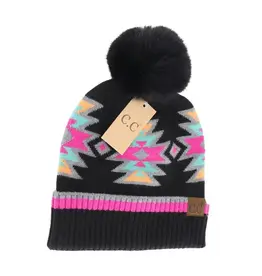 CC Southwestern Print Beanie w/Pom