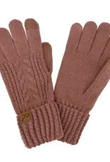CC Cable Knit Gloves, Coco Berry
