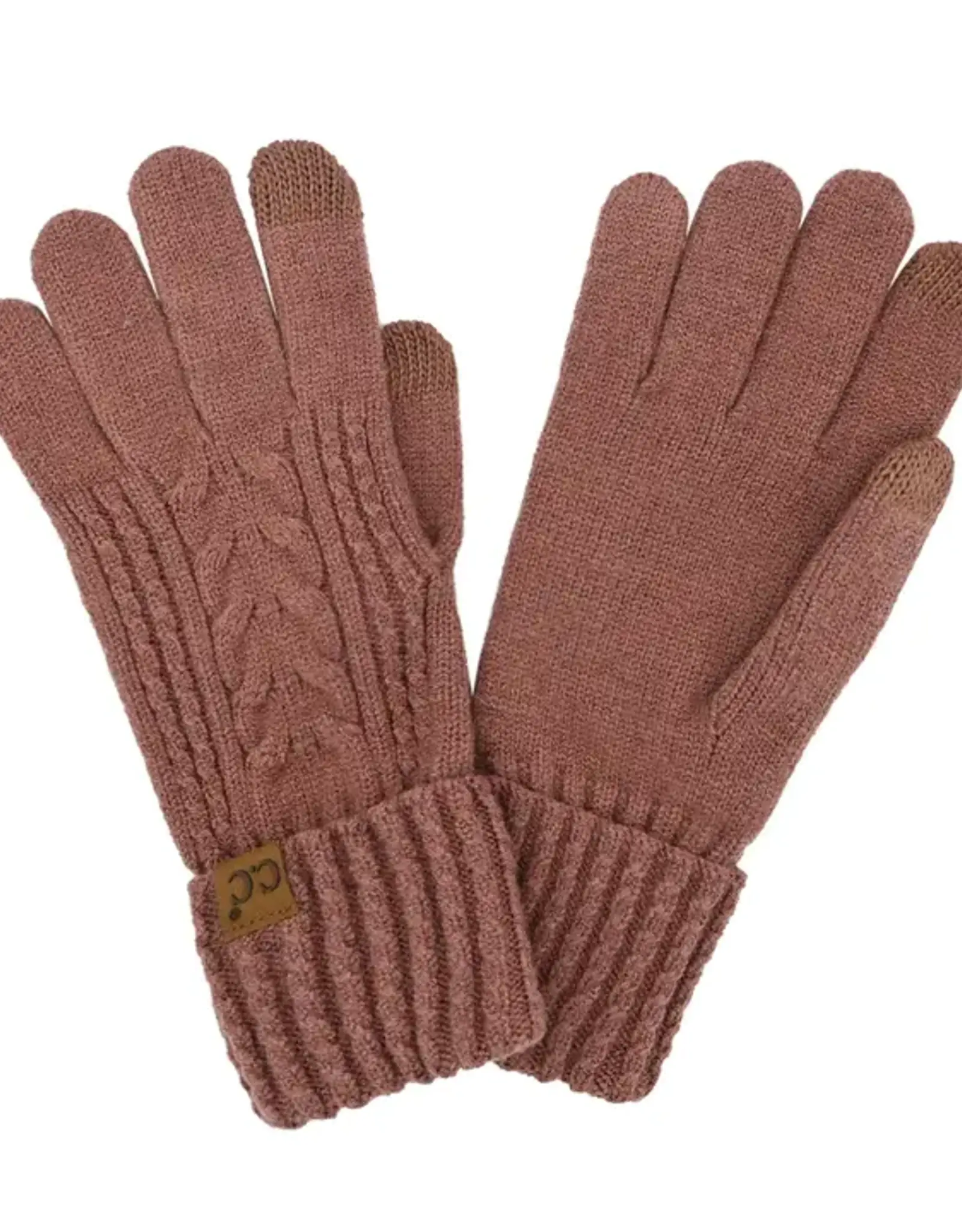 CC Cable Knit Gloves, Coco Berry