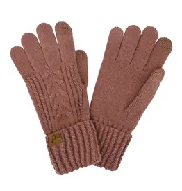 CC Cable Knit Gloves, Coco Berry