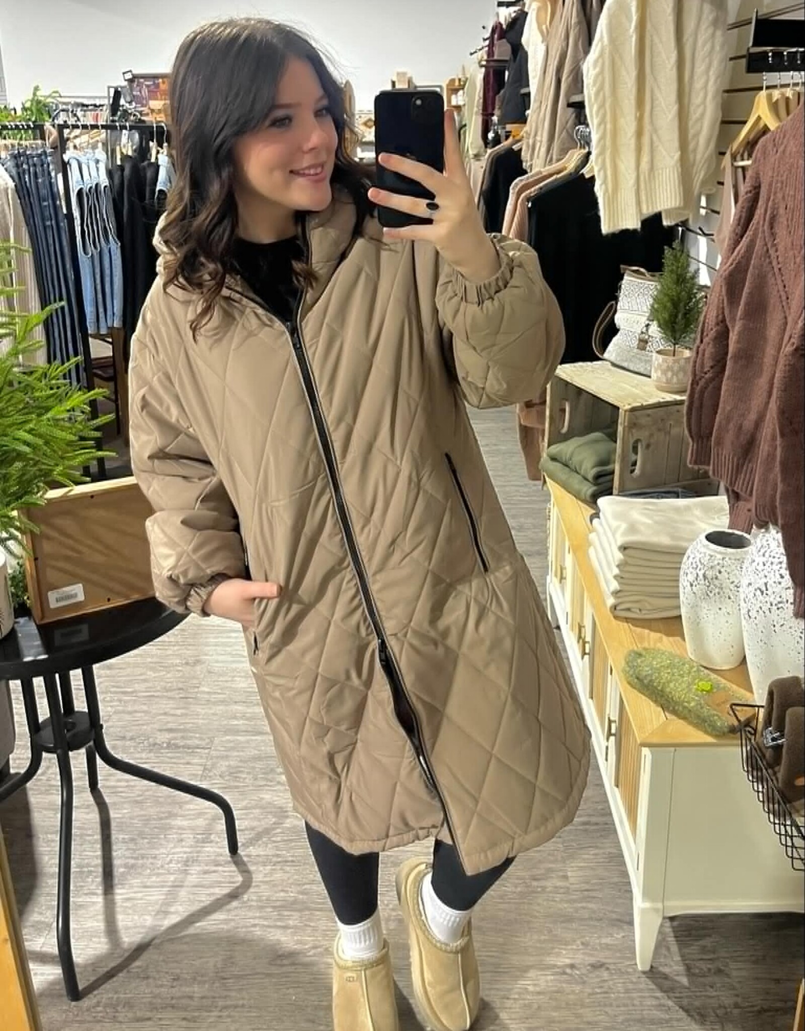 Longline Quilted Puffer Jacket