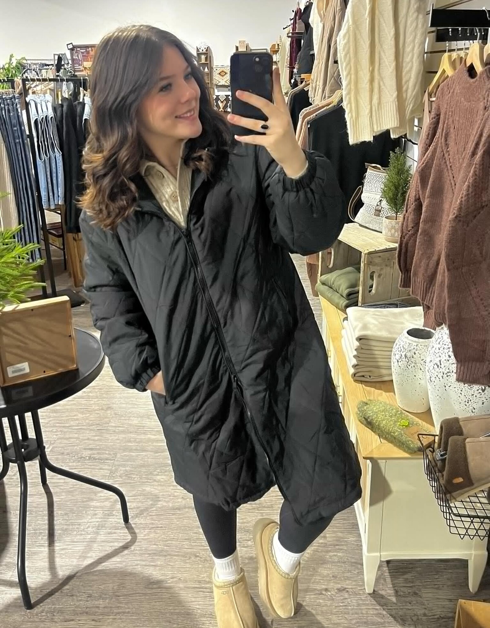Longline Quilted Puffer Jacket