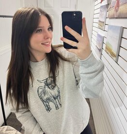 Lone Rose Boutique Highland Cow Crewneck