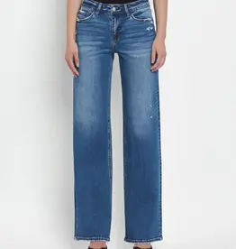 The Olivia Wide Leg Jeans, Med Wash