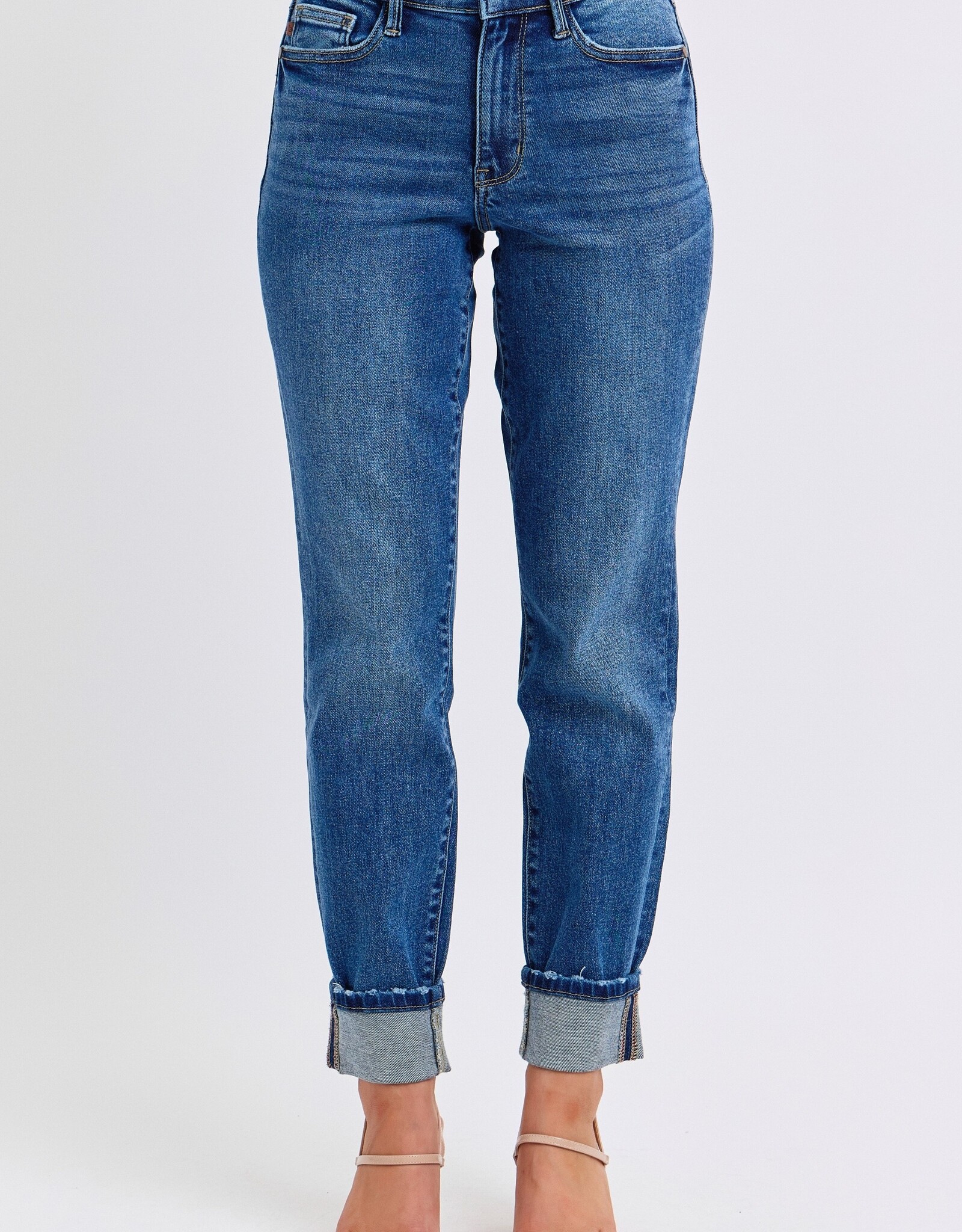 Judy Blue Mid-Rise Vintage Wash BF Jean w/Cuff