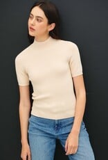 The Ribbed Short Sleeve Sweater, Vanilla