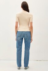 The Ribbed Short Sleeve Sweater, Vanilla