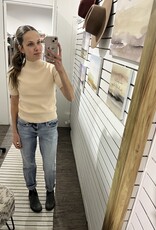 The Ribbed Short Sleeve Sweater, Vanilla