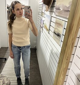 The Ribbed Short Sleeve Sweater, Vanilla