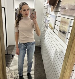 The Ribbed Short Sleeve Sweater, Taupe