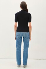The Ribbed Short Sleeve Sweater, Black