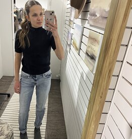 The Ribbed Short Sleeve Sweater, Black