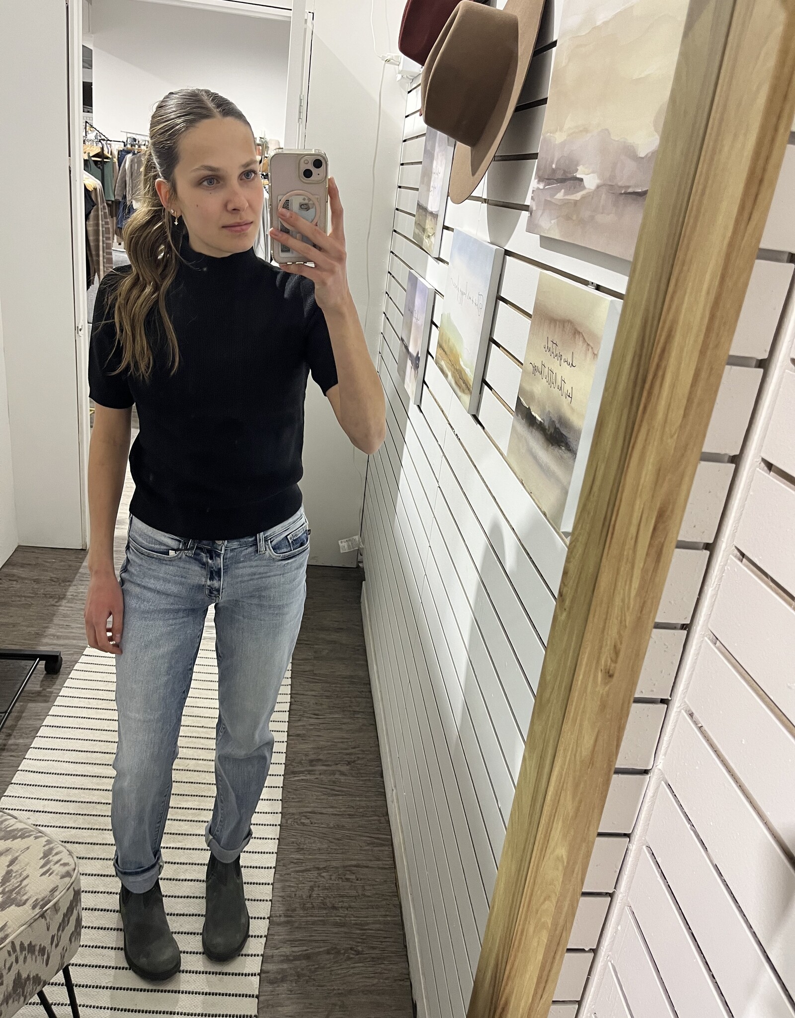 The Ribbed Short Sleeve Sweater, Black