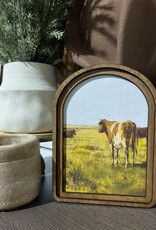 Redeemed Decor Arch Top Framed Art, Vintage Cows