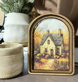 Redeemed Decor Arch Top Framed Art, Fall Cottage